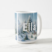 Personalisierter Winter Weihnachtswald Kaffeetasse (VorderseiteRechts)