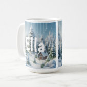 Personalisierter Winter Weihnachtswald Kaffeetasse (Vorderseite Links)