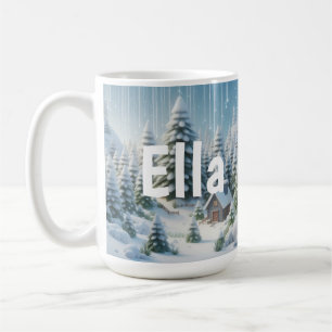 Personalisierter Winter Weihnachtswald   Kaffeetasse
