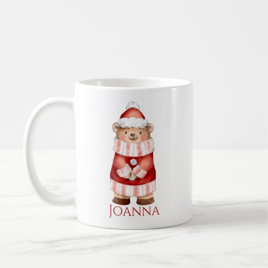 Personalisierter Winterbär Kaffee Tasse (Links)