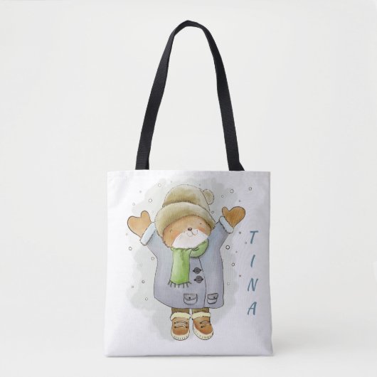 Personalisierter Winterbär Tasche (Vorderseite)
