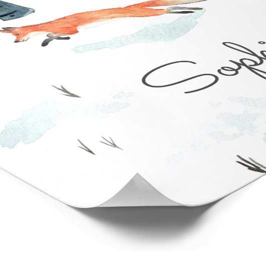 Personalisierter Winterfuchs Poster (Ecke)
