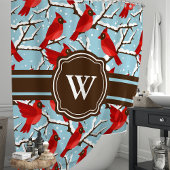 Personalisierter Winterkardinal Duschvorhang