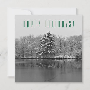 Personalisierter Winterschnee Schwarz-weiße Weihna Feiertagskarte
