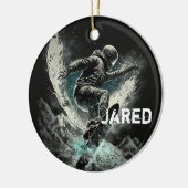 Personalisierter Wintersport mit Snowboarden Keramik Ornament (Links)