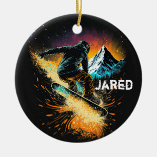 Personalisierter Wintersport mit Snowboarden Keramik Ornament