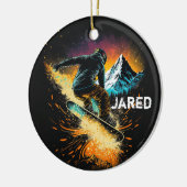Personalisierter Wintersport mit Snowboarden Keramik Ornament (Links)