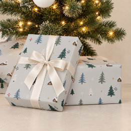 Personalisierter Winterwald-Weihnachtsbaumverpacku Geschenkpapier