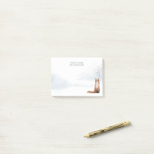 Personalisierter Winterwaldfleckenfuchs Post-it Klebezettel (Auf Schreibtisch)