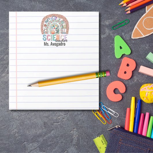 Personalisierter Wissenschaftslehrer Boho Rainbow  Notizblock