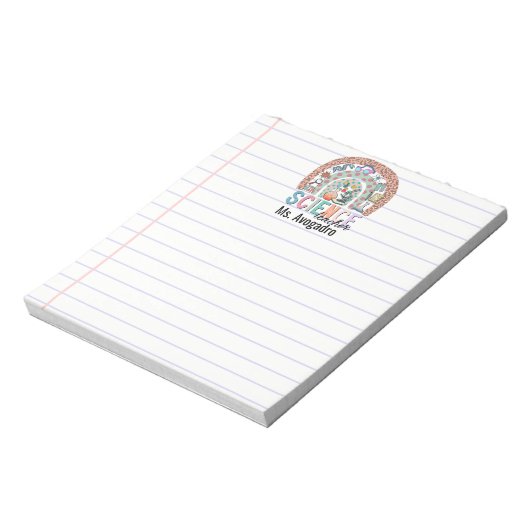 Personalisierter Wissenschaftslehrer Boho Rainbow Notizblock (Rotiert)