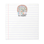 Personalisierter Wissenschaftslehrer Boho Rainbow  Notizblock (Vorderseite)