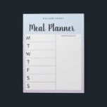 Personalisierter Wochenmehlplaner Notizblock<br><div class="desc">Personalisierten wöchentliche Feinschmecker Notepad. Erstellen Sie einen individuellen Notizblock-Essensplaner für Ihre Familienküche. Platz zum Schreiben von Essensplänen für jeden Wochentag. Fügen Sie auch Lebensmittel und mehr zu den Einkaufslisten Veranstalter. Moderner minimalistischer Schriftart und hübsches Kalligraphiedesign.</div>