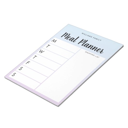 Personalisierter Wochenmehlplaner Notizblock (angewinkelt)