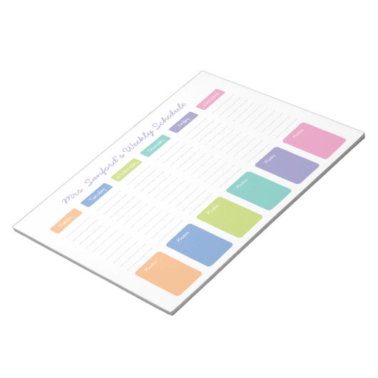 Personalisierter Wochenplan Notizblock (angewinkelt)