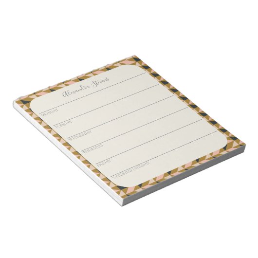 Personalisierter Wochenplaner | Elegant Geometric Notizblock (angewinkelt)