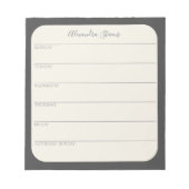 Personalisierter Wochenplaner im Schwarzen Editor Notizblock (Vorderseite)