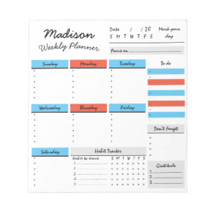 Personalisierter Wochenplaner Individueller Notizb Notizblock