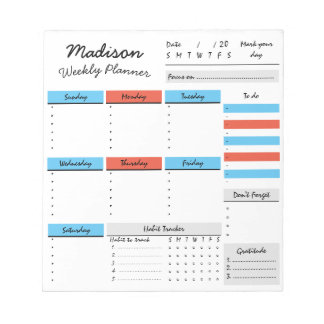 Personalisierter Wochenplaner Individueller Notizb Notizblock