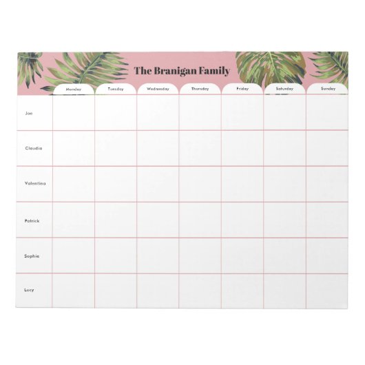 Personalisierter Wochenplaner Notizblock (Vorderseite)