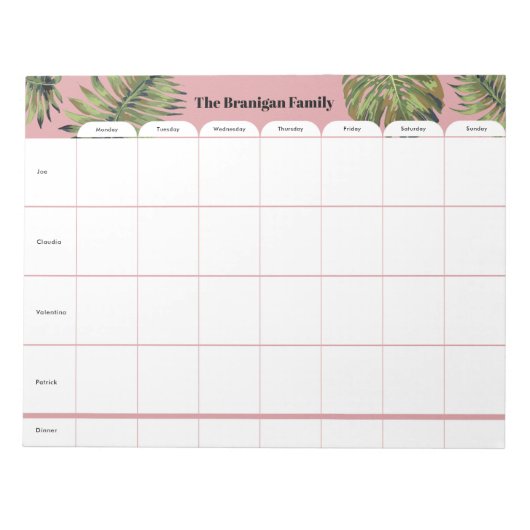 Personalisierter Wochenplaner Notizblock (Vorderseite)