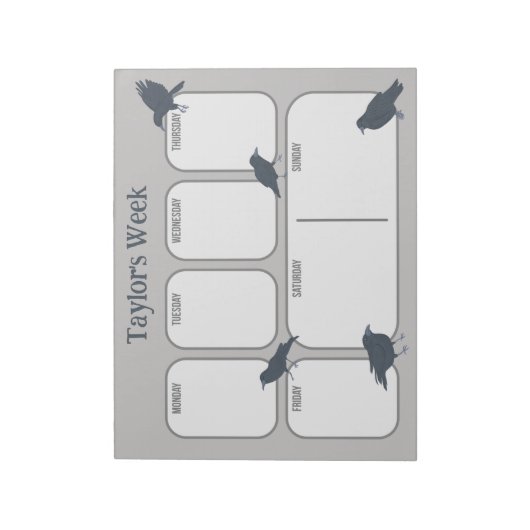 Personalisierter Wochenplaner Notizblock (Rotiert)