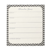 Personalisierter Wochenplaner Schwarz-weiß geometr Notizblock (Vorderseite)