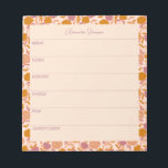 Personalisierter Wochenplaner Vintag Orange Floral Notizblock<br><div class="desc">Ein stilvolles personalisiertes Wochenplaner Notizblock mit Vintager lila und orangefarbener Blumenränder.</div>