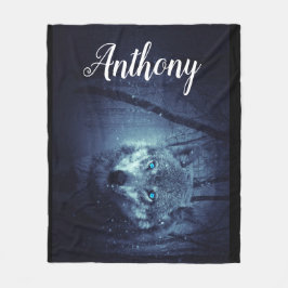 Personalisierter Wolf im Schnee Fleecedecke