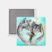 Personalisierter Wolf-Paarmagnet Magnet (Vorderseite/Rückseite)