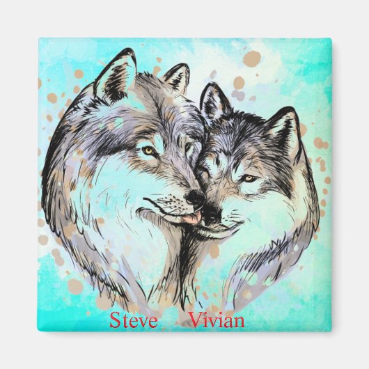 Personalisierter Wolf-Paarmagnet Magnet (Vorne)