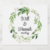 Personalisierter Wreath Wedding Reception Champagn Schaumweinetikett (Einzelnes Label)