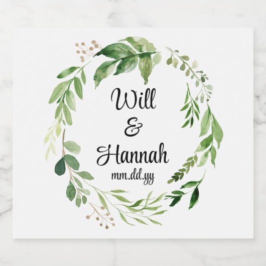 Personalisierter Wreath Wedding Reception Champagn Schaumweinetikett (Einzelnes Label)