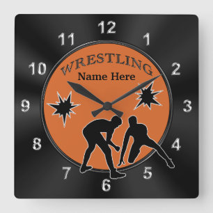 Personalisierter Wrestling Schlafzimmerdekor, KLIC Quadratische Wanduhr