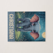 Personalisierter wunderlicher Baby-Elefant Puzzle (Horizontal)