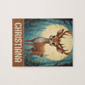 Personalisierter wunderlicher Hirsch im Wald Puzzle (Horizontal)