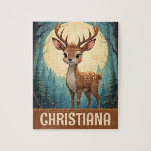 Personalisierter wunderlicher Hirsch im Wald Puzzle