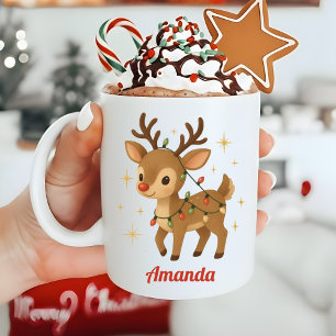 Personalisierter wunderlicher Rentier-Weihnachtsbe Kaffeetasse