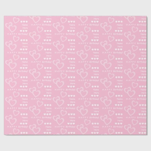 Personalisierter Wunsch Niedlich, Fun Pink Hearts Geschenkpapier (Flach)