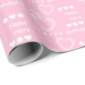 Personalisierter Wunsch Niedlich, Fun Pink Hearts Geschenkpapier (Rolleneckpunkt)