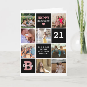 Personalisierter Würfel mit Text und Fotogitter zu Karte