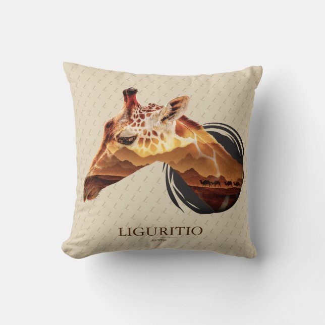Personalisierter Wüsten-Giraffen-Entwurf Kissen (Vorderseite)