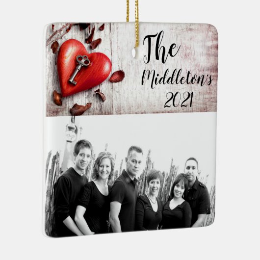 Personalisierter XMAS-Ornament-Land-Holzschlüssel Keramikornament (Rechts)