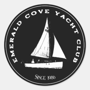 Personalisierter Yachtclub. Benutzerdefiniertes Se Runder Aufkleber