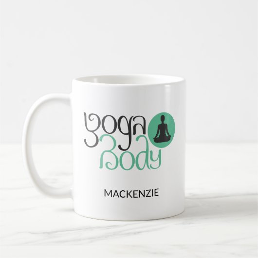 Personalisierter Yoga-Körper mit Yoga-Pose Grafisc Kaffeetasse (Links)