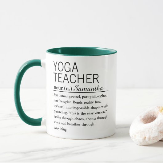 Personalisierter Yoga-Lehrer-Definitionskaffee Tasse (Mit Donut)
