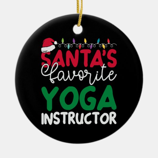 Personalisierter Yoga-Lehrer des Weihnachtsmanns Keramik Ornament (Vorne)