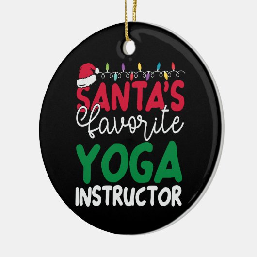 Personalisierter Yoga-Lehrer des Weihnachtsmanns Keramik Ornament (Links)