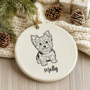 Personalisierter Yorkie-Hund Weihnachten Keramik Ornament