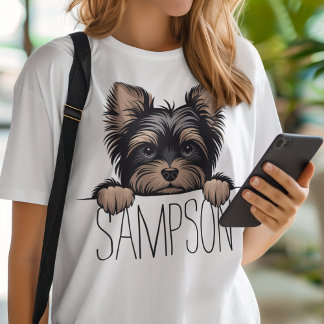 Personalisierter Yorkie Yorkshire Terrier Hunde Na T-Shirt